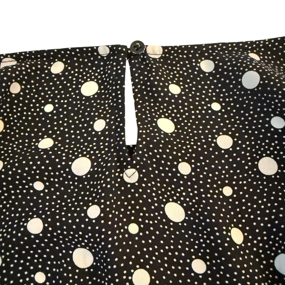 Talbots Womens 2X Black Polka Dot 3/4 Tie Sleeve Keyhole Neck Blouse Classic - Picture 6 of 12